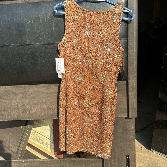 Gold bronze glitter sequins dress size 4 - Picture 4 of 4